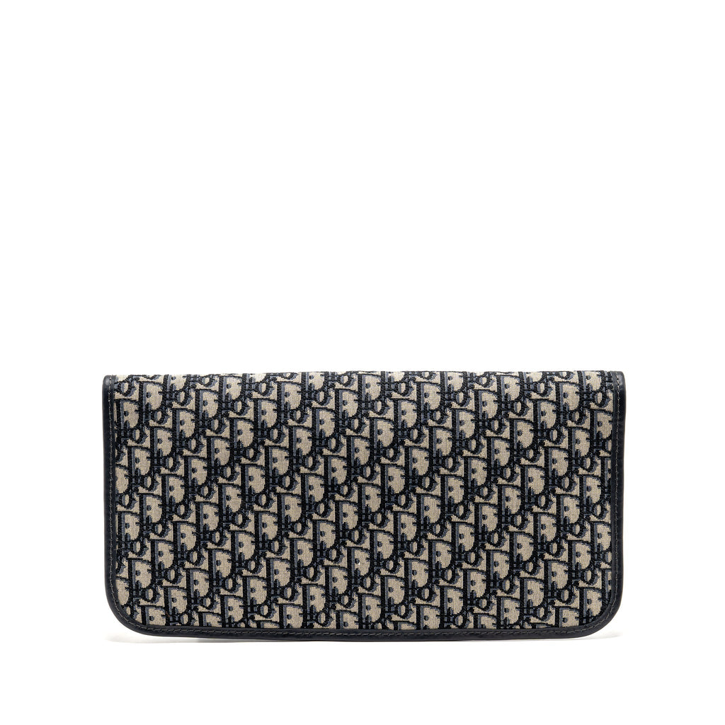 DIOR FOLDER CLUTCH OBLIQUE CANVAS/CALFSKIN BLUE GHW