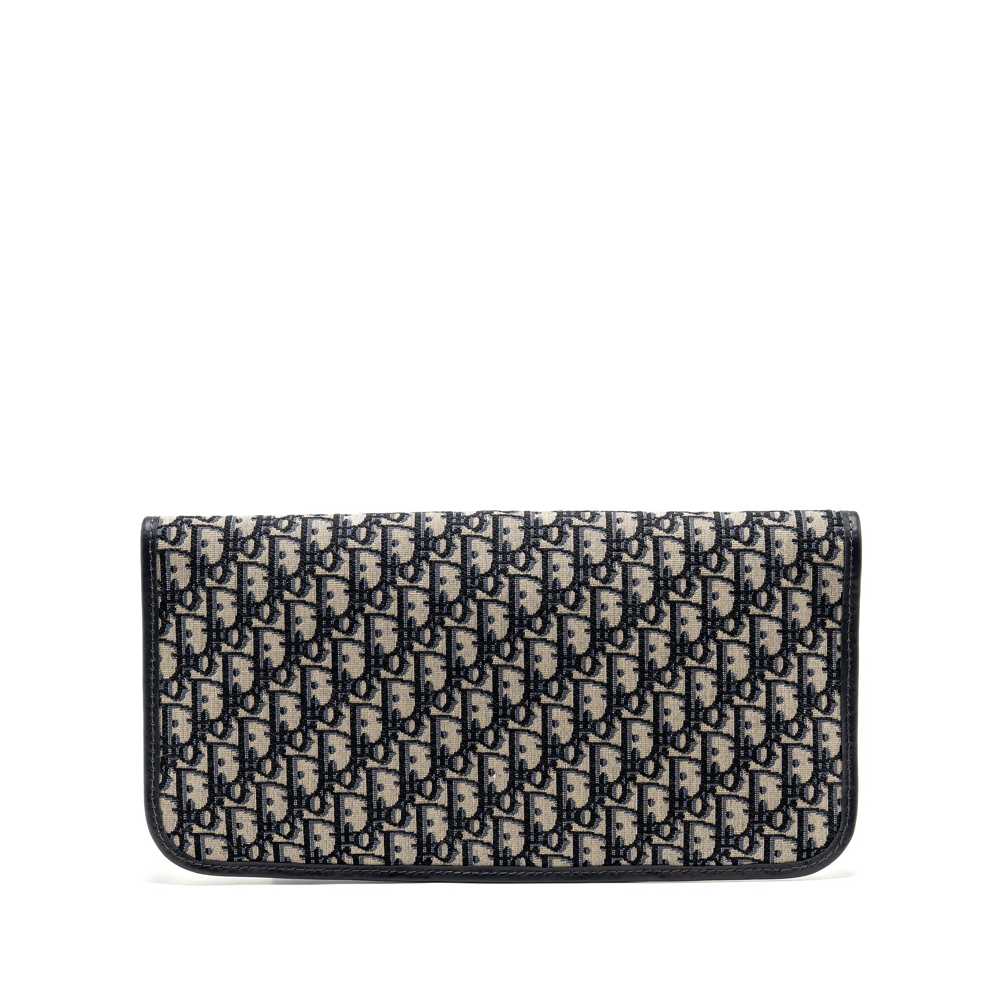 DIOR FOLDER CLUTCH OBLIQUE CANVAS/CALFSKIN BLUE GHW