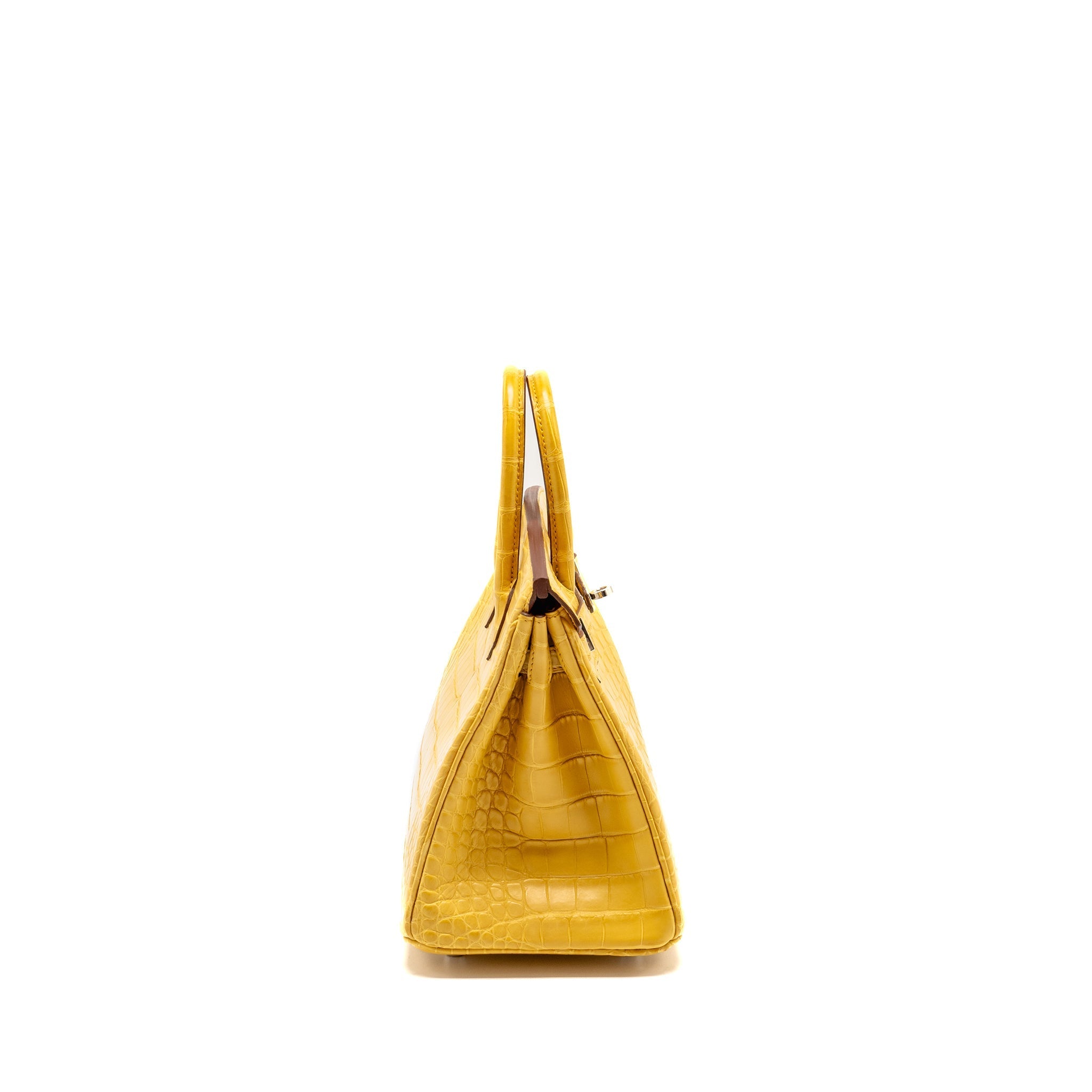HERMES BIRKIN 25 ALLIGATOR MISSISSIPPIENSIS MAT 9D JAUNE AMBRE SHW