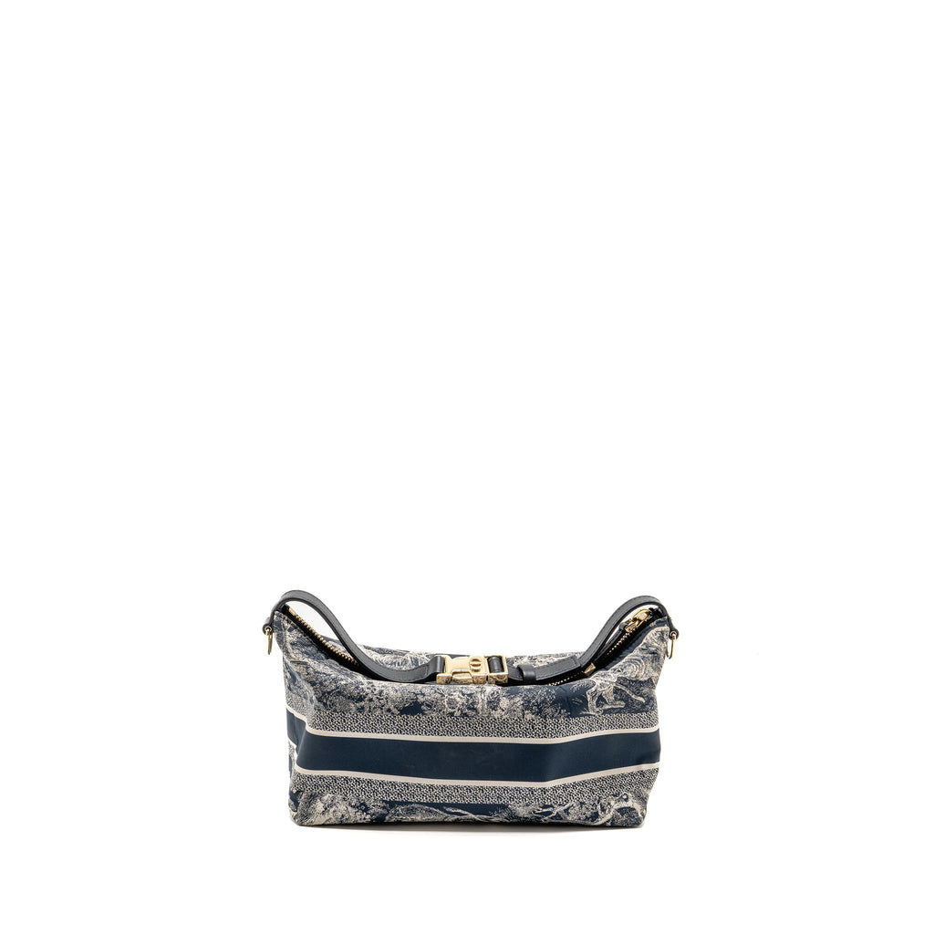 DIOR MEDIUM DIORTRAVEL NOMAD POUCH TOILE DE JOUY REVERSE TECHNICAL FABRIC BLUE LGHW