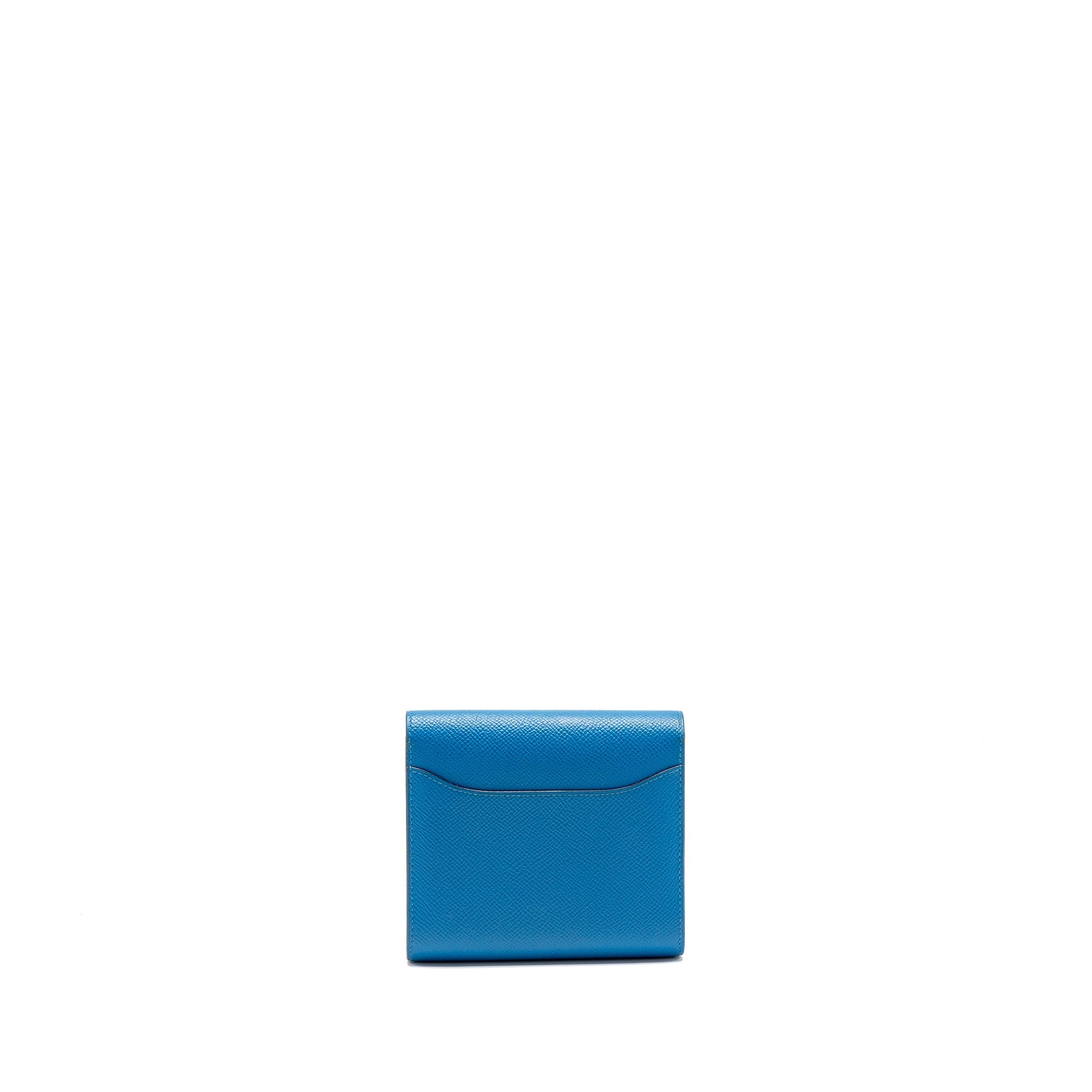 HERMES CONSTANCE COMPACT WALLET EPSOM BLUE GHW