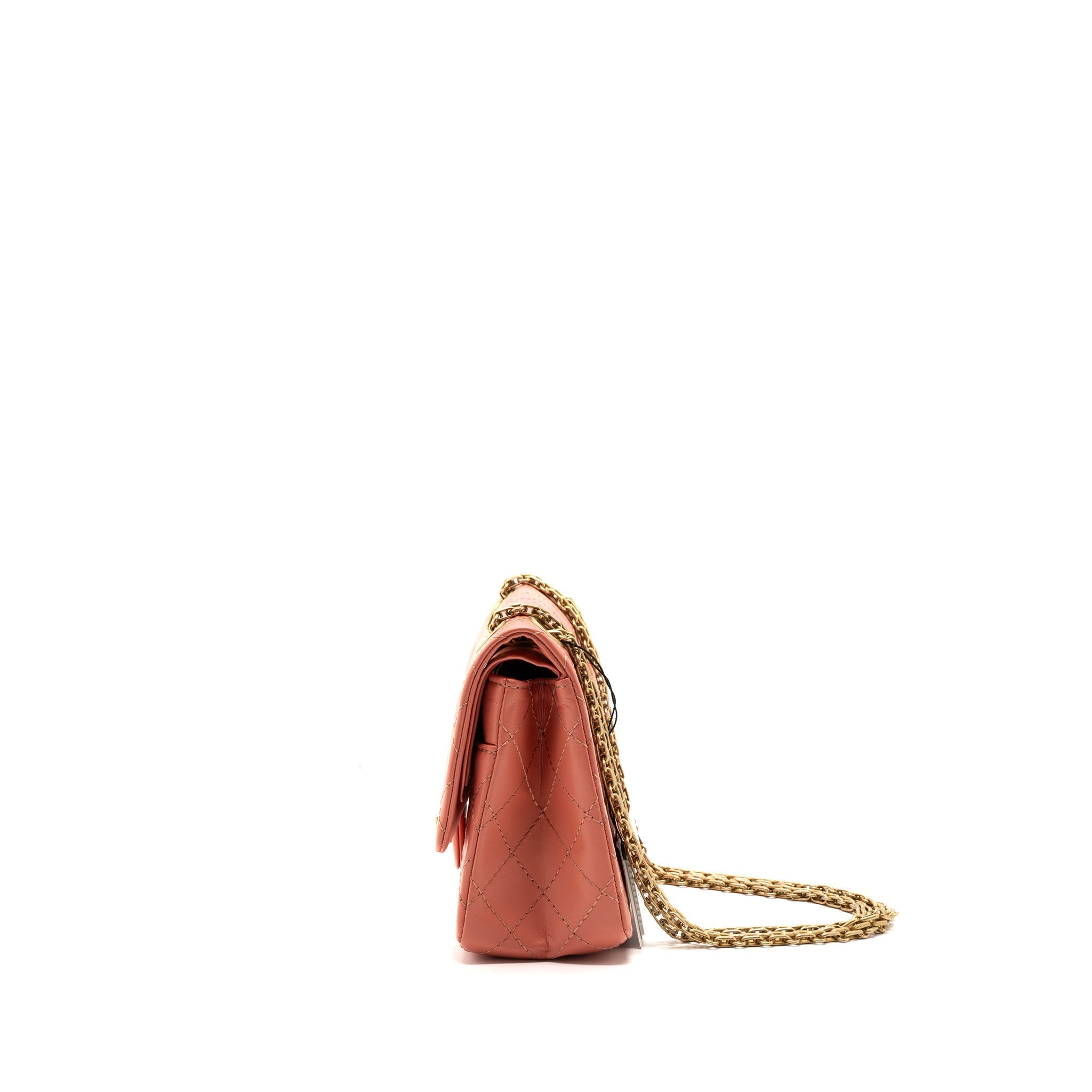 CHANEL SMALL 2.55 REISSUE FLAP BAG AGED CALFSKIN LIGHT PINK GHW