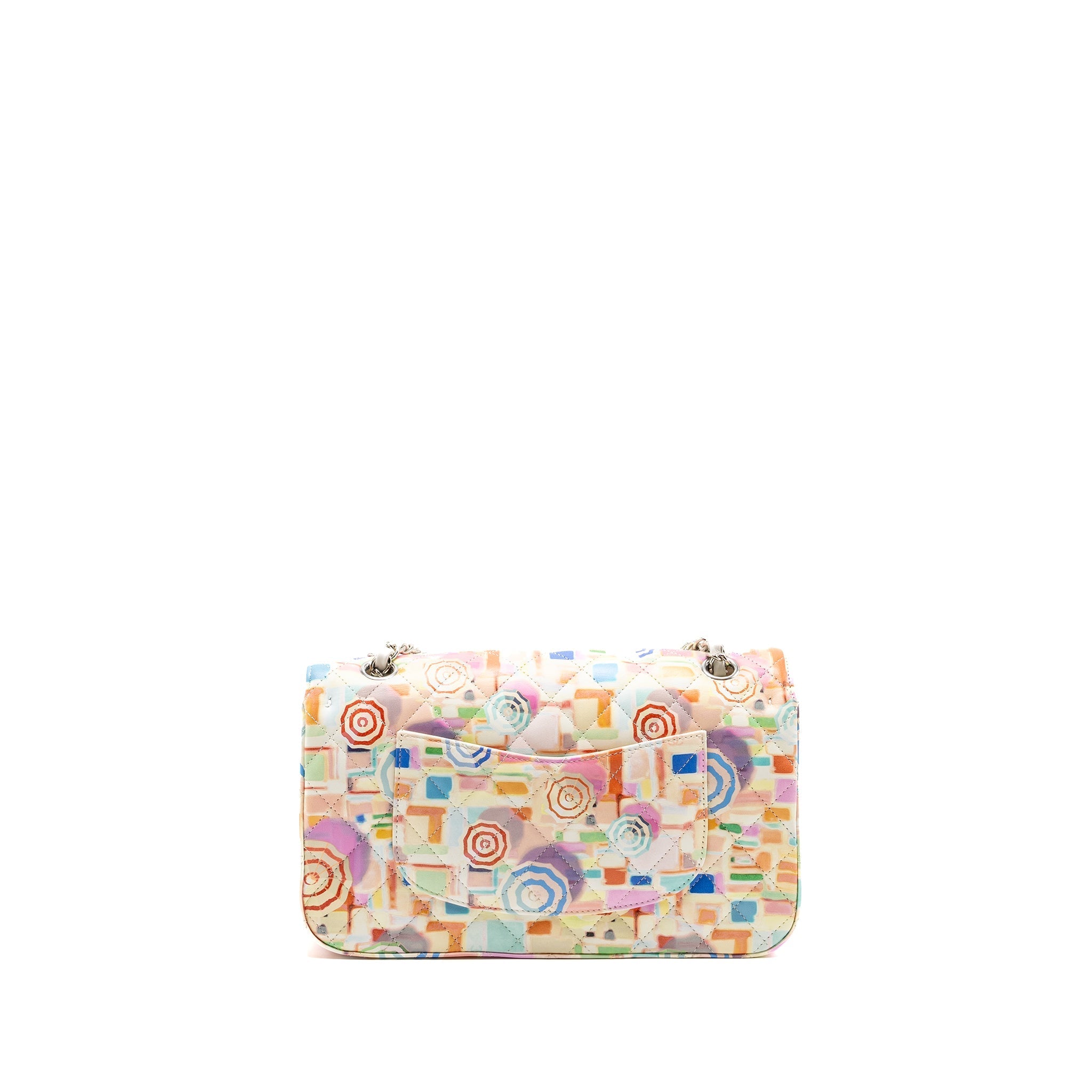CHANEL MEDIUM DOUBLE FLAP BAG UMBRELLA RAINBOW PRINT CALFSKIN MULTICOLOUR SHW