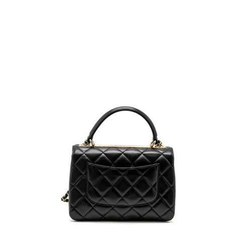 CHANEL TOP HANDLE TRENDY CC FLAP BAG LAMBSKIN BLACK LGHW