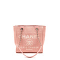CHANEL DEAUVILLE PM TOTE BAG CANVAS PINK SHW (MICROCHIP)