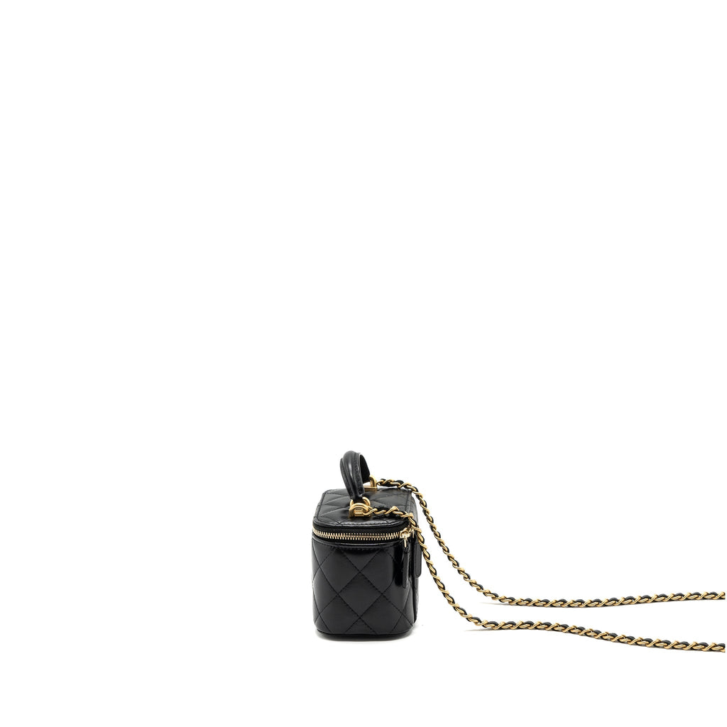 CHANEL TOP HANDLE MINI VANITY LAMBSKIN BLACK GHW