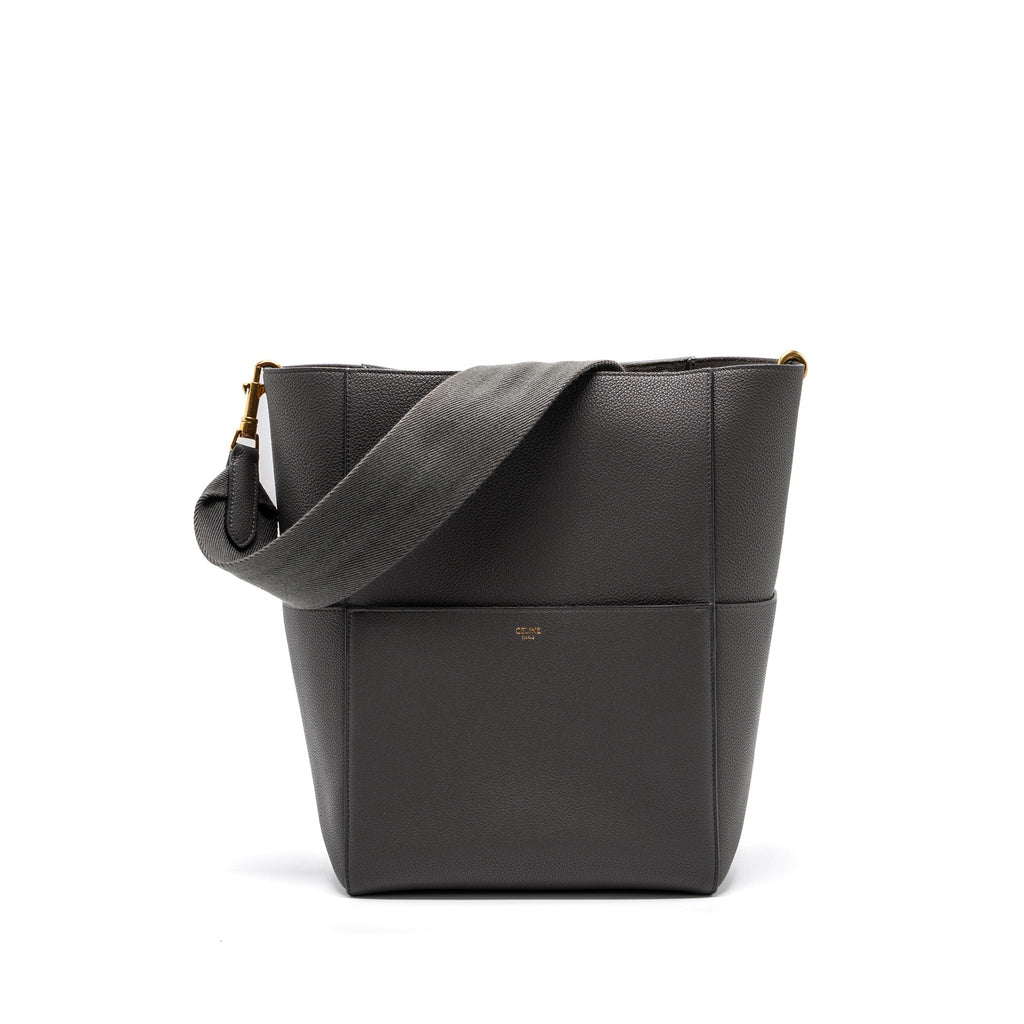 CELINE SANGLE BUCKET GRAINED CALFSKIN GREY GHW