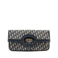 DIOR FOLDER CLUTCH OBLIQUE CANVAS/CALFSKIN BLUE GHW