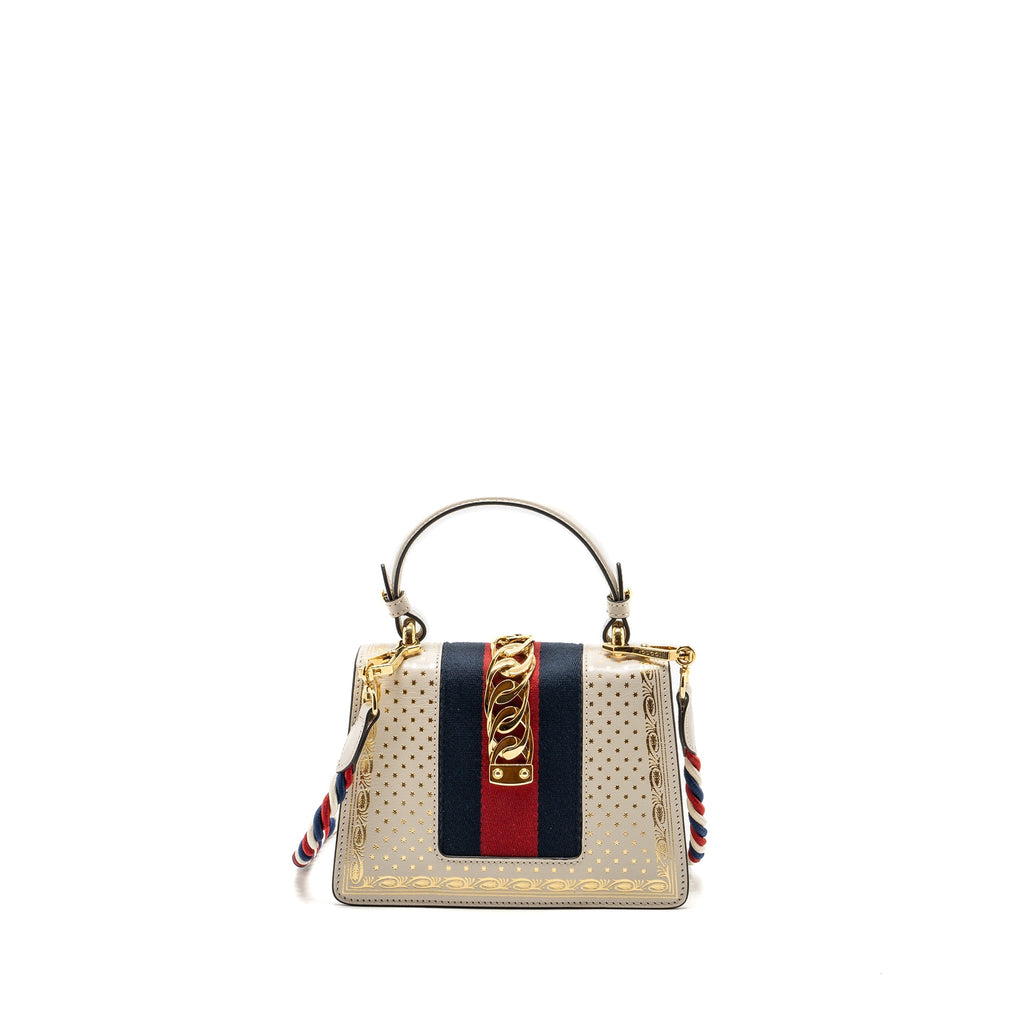 GUCCI SYLVIE TOP HANDLE BAG LIMITED EDITION LEATHER WHITE GHW