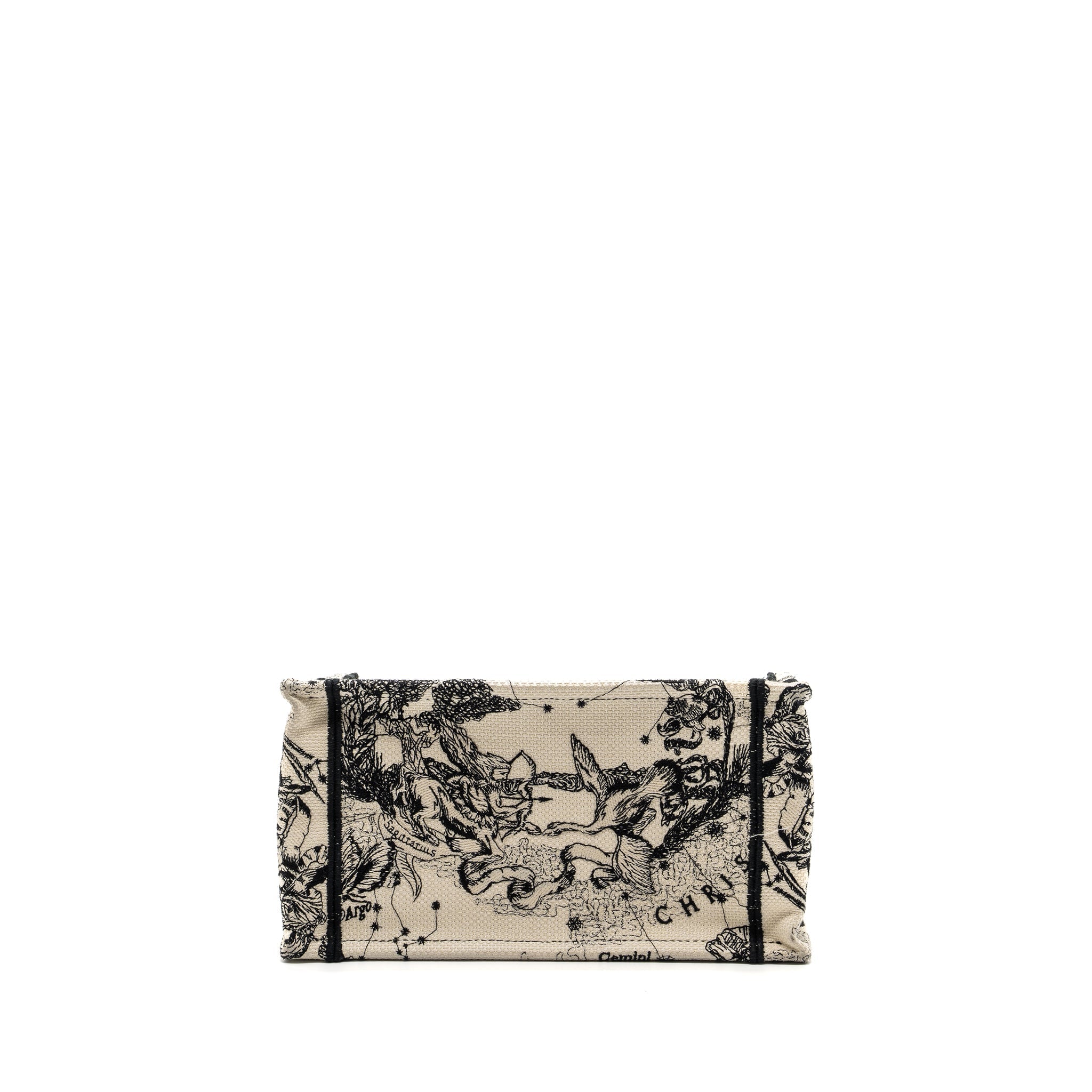 DIOR SMALL BOOK TOTE LATTE/BLACK TOILE DE JOUY ZODIAC EMBROIDERY