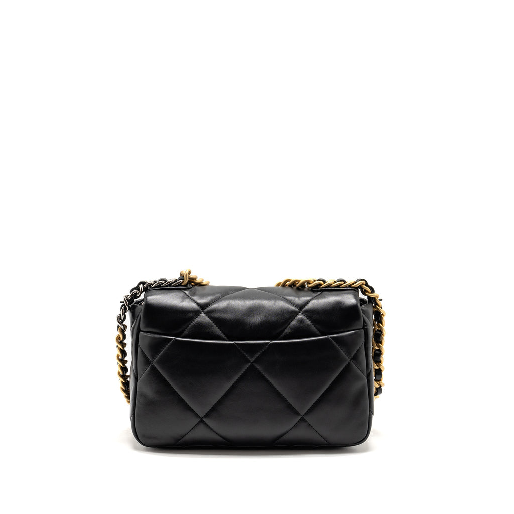 CHANEL SMALL 19 BAG LAMBSKIN BLACK MULTICOLOR HARDWARE (MICROCHIP)