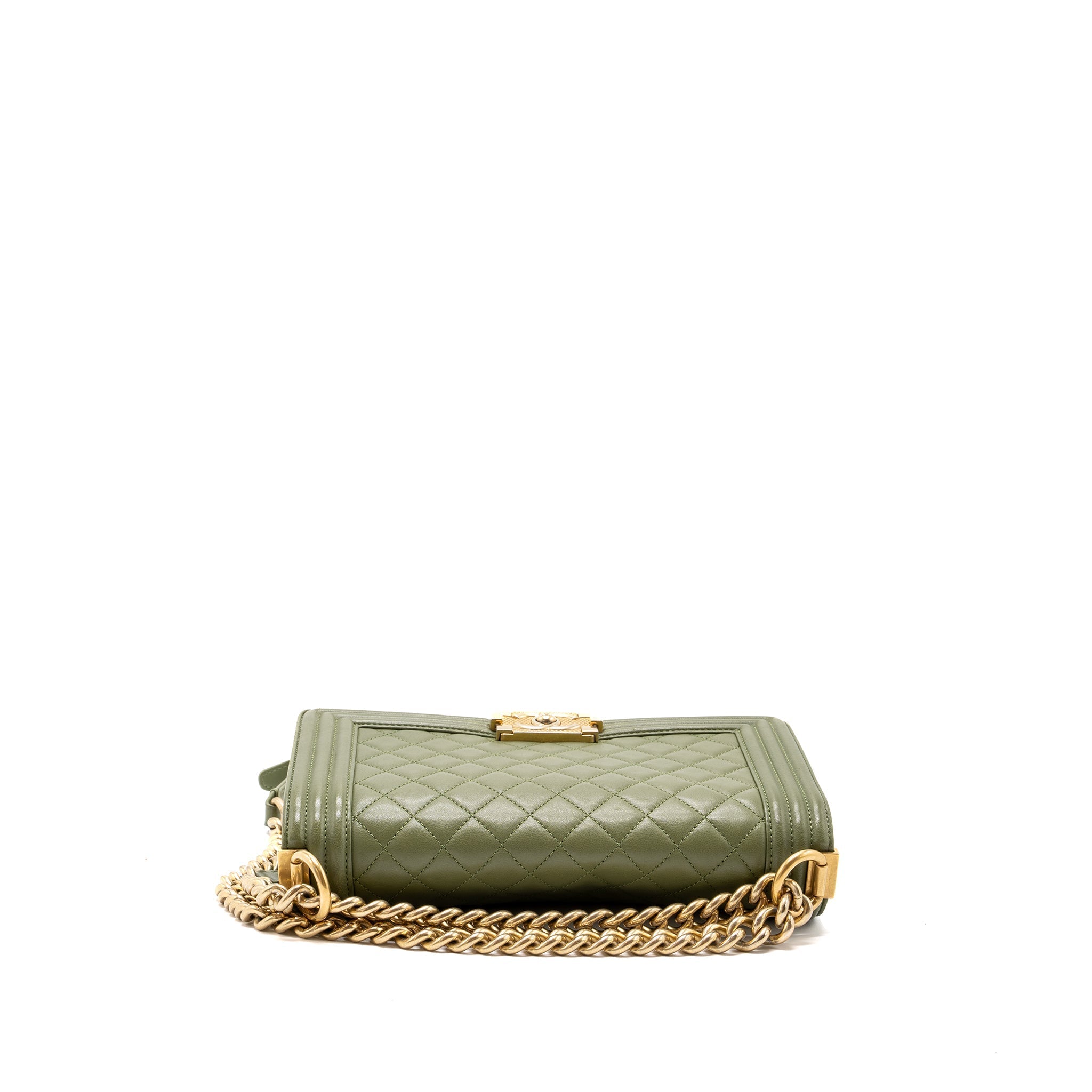 CHANEL MEDIUM BOY BAG LAMBSKIN GREEN GHW