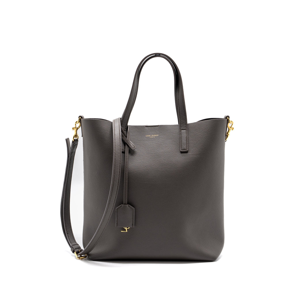 SAINT LAURENT TOY SHOPPING NORTH / SOUTH BAG LEATHER GREY GHW