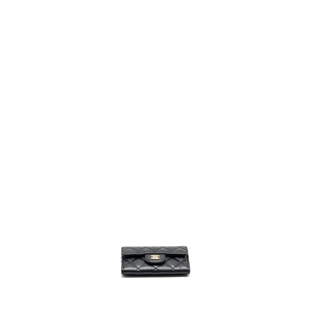 CHANEL CLASSIC FLAP CARD HOLDER CAVIAR BLACK GHW (MICROCHIP)