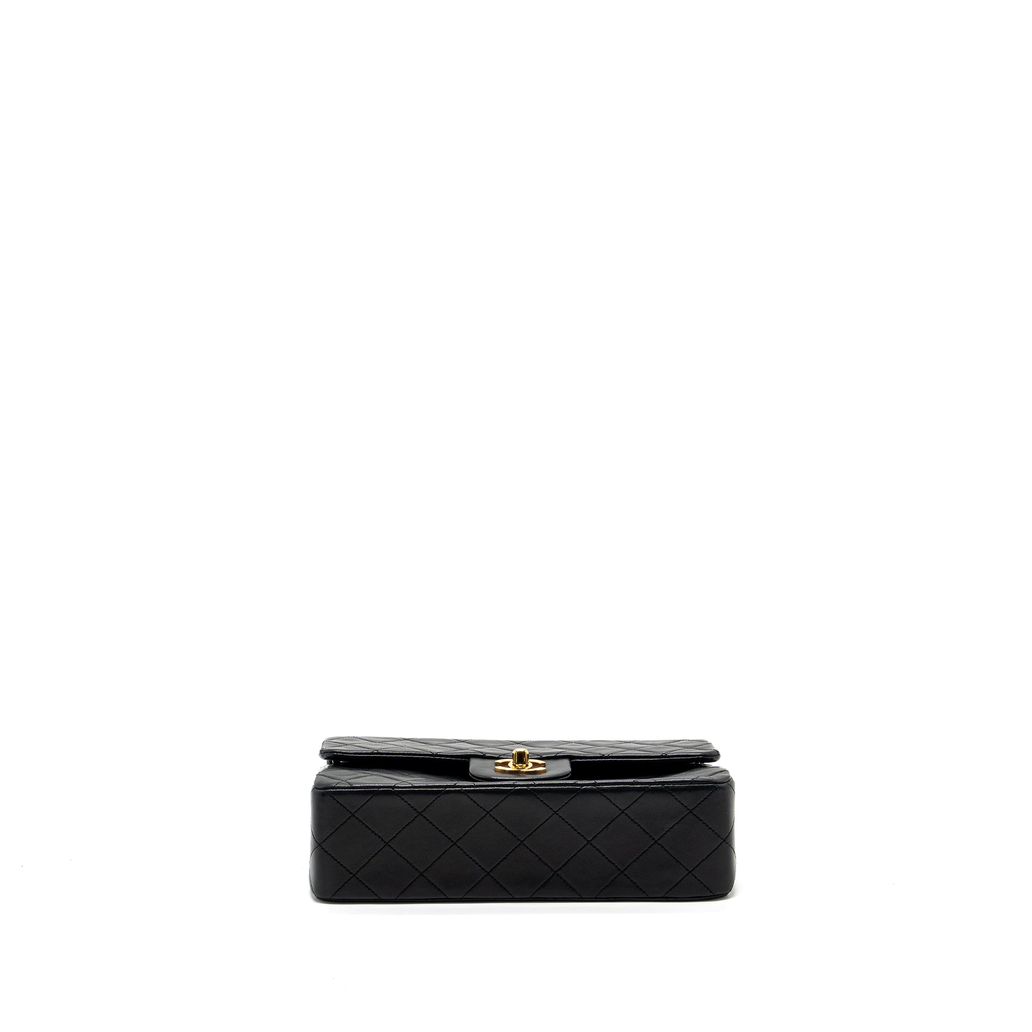 CHANEL VINTAGE SMALL CLASSIC DOUBLE FLAP BAG LAMBSKIN BLACK GHW