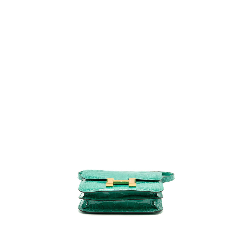 HERMES MINI CONSTANCE SHINY ALLIGATOR MISSISSIPPIENSIS VERT JADE GHW