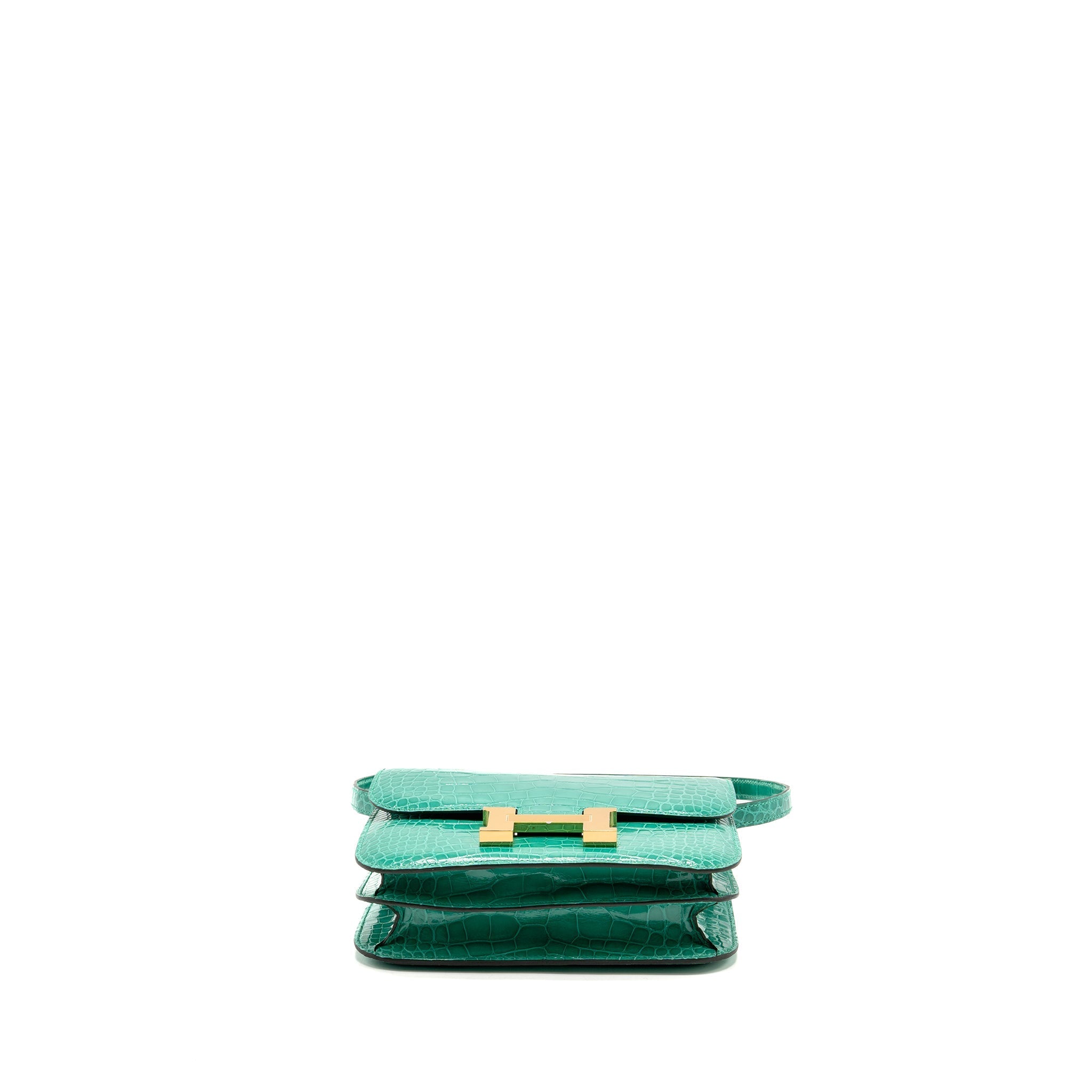 HERMES MINI CONSTANCE SHINY ALLIGATOR MISSISSIPPIENSIS VERT JADE GHW