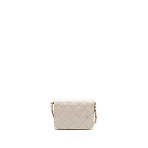 CHANEL JEWELLERY CC MINI FLAP CLUTCH WITH CHAIN CAVIAR PEARLY WHITE LGHW (MICROCHIP)