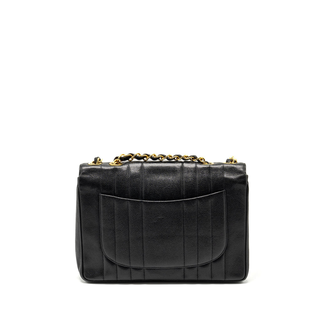 CHANEL VINTAGE QUILTED FLAP BAG CAVIAR BLACK GHW