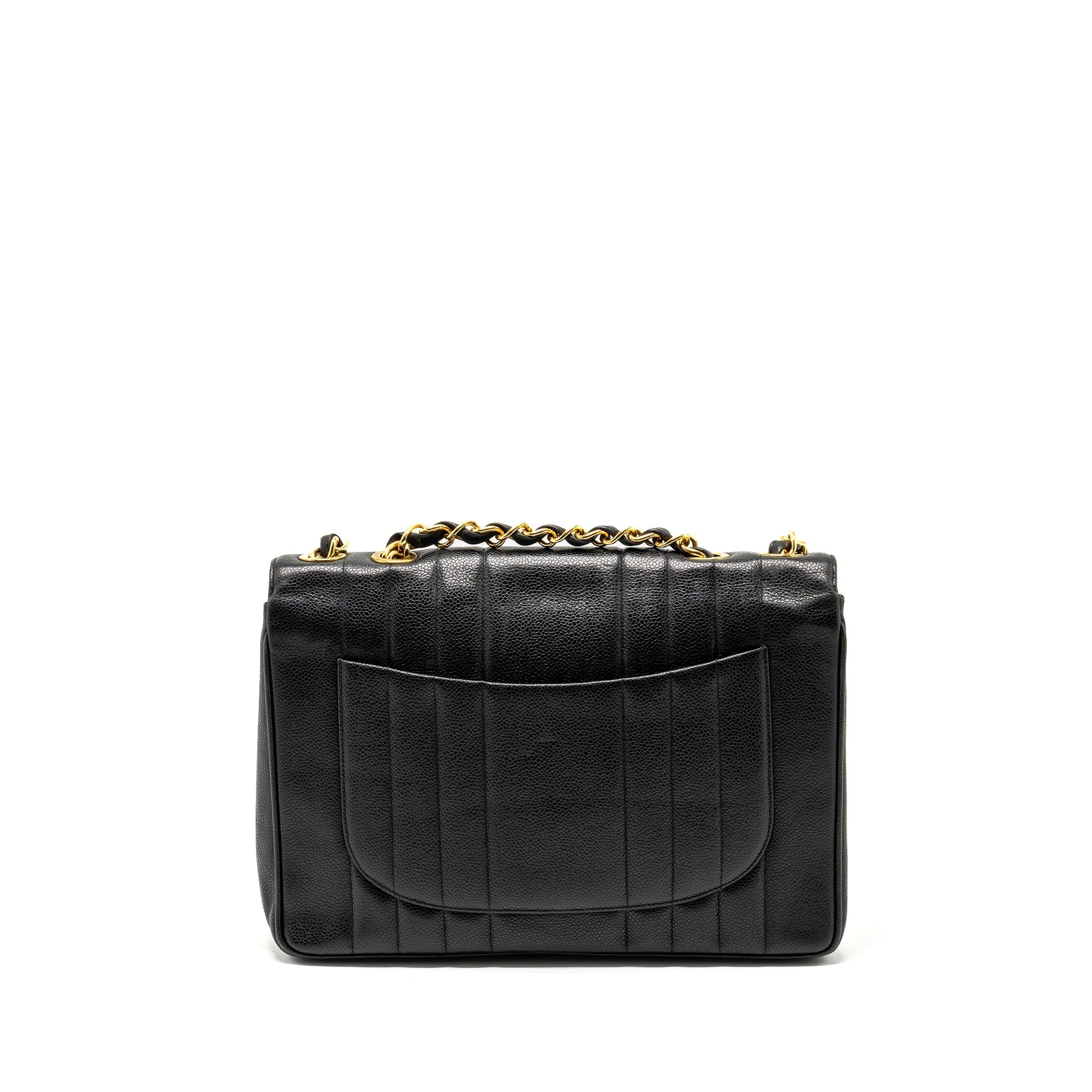 CHANEL VINTAGE QUILTED FLAP BAG CAVIAR BLACK GHW