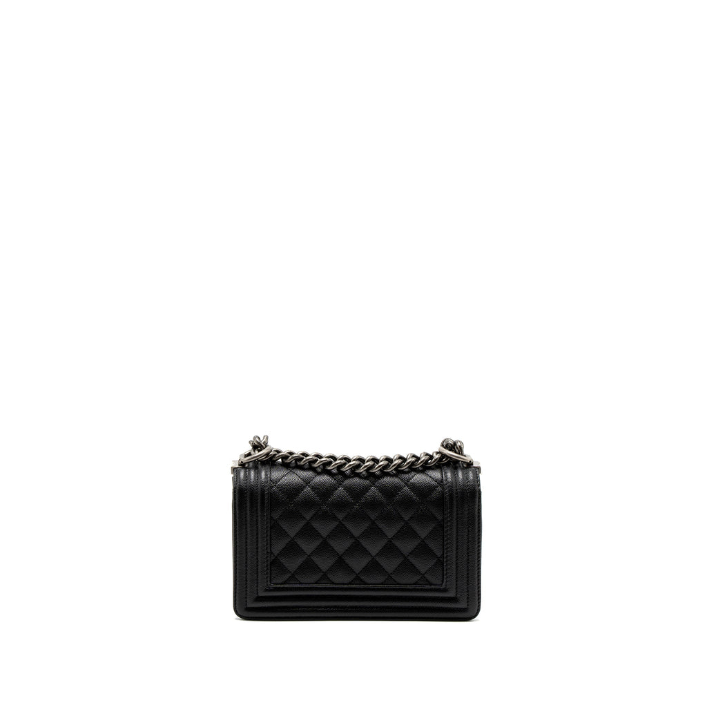 CHANEL SMALL BOY BAG CAVIAR BLACK SHW (MICROCHIP)