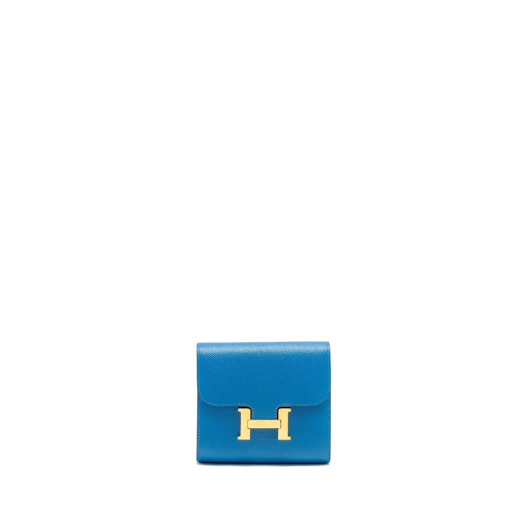 HERMES CONSTANCE COMPACT WALLET EPSOM BLUE GHW
