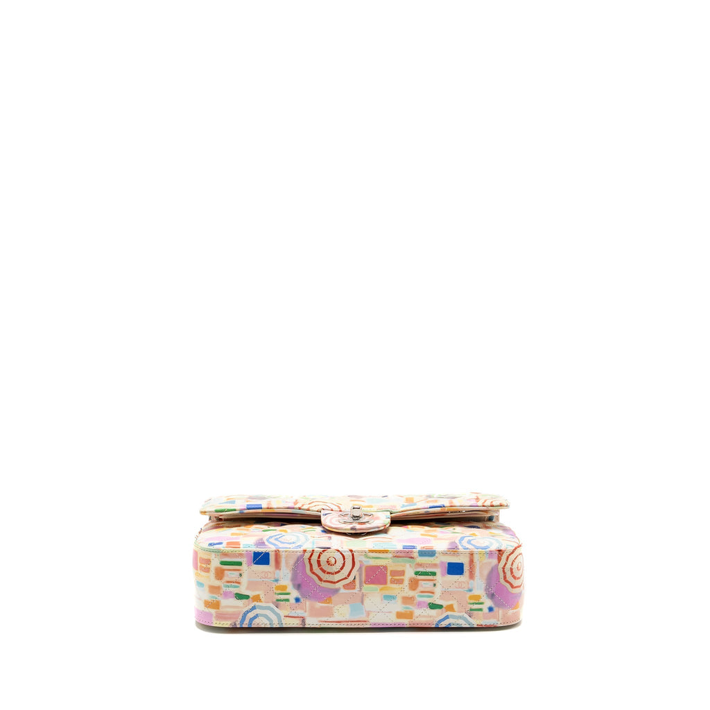 CHANEL MEDIUM DOUBLE FLAP BAG UMBRELLA RAINBOW PRINT CALFSKIN MULTICOLOUR SHW