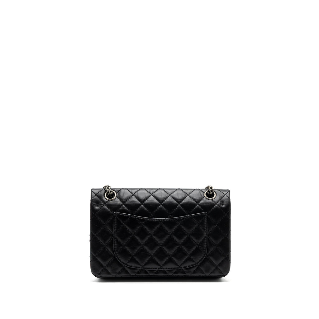 CHANEL 2.55 SMALL REISSUE FLAP BAG AGED CALFSKIN BLACK RUTHENIUM HARDWARE (MICROCHIP)