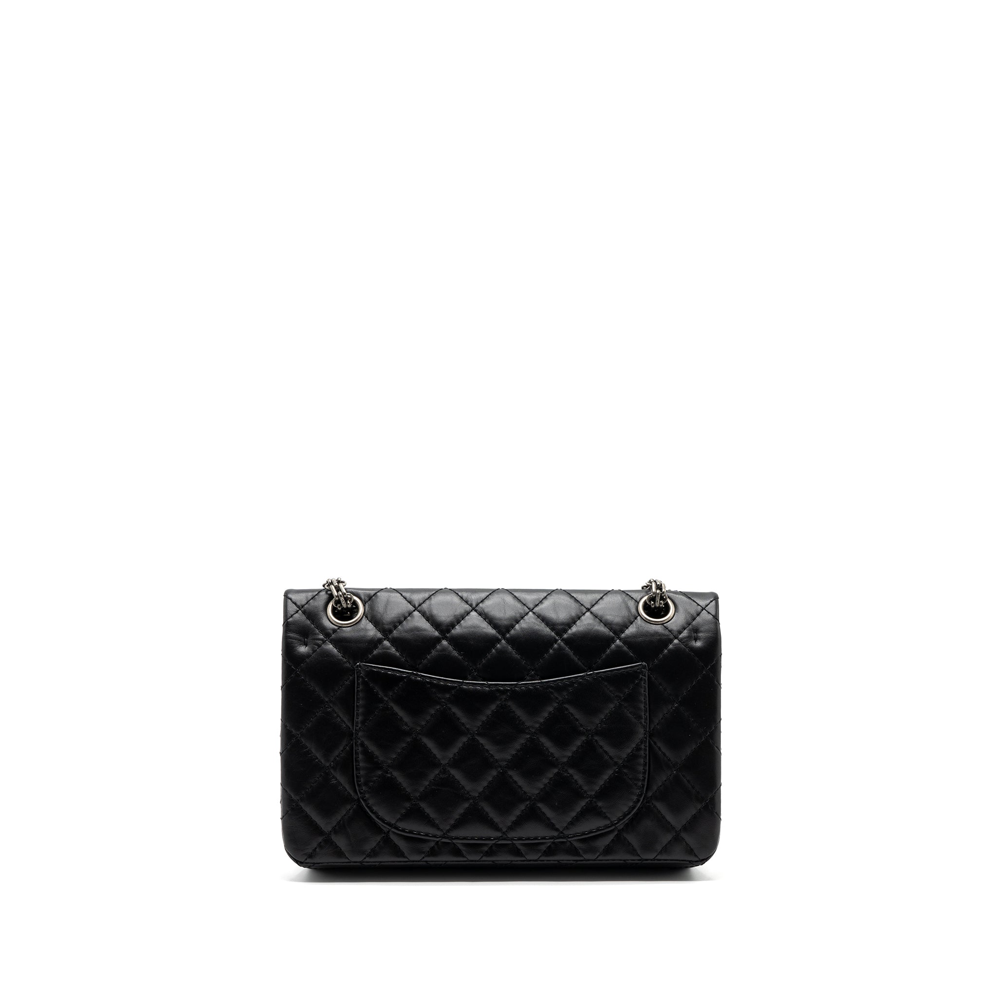 CHANEL 2.55 SMALL REISSUE FLAP BAG AGED CALFSKIN BLACK RUTHENIUM HARDWARE (MICROCHIP)