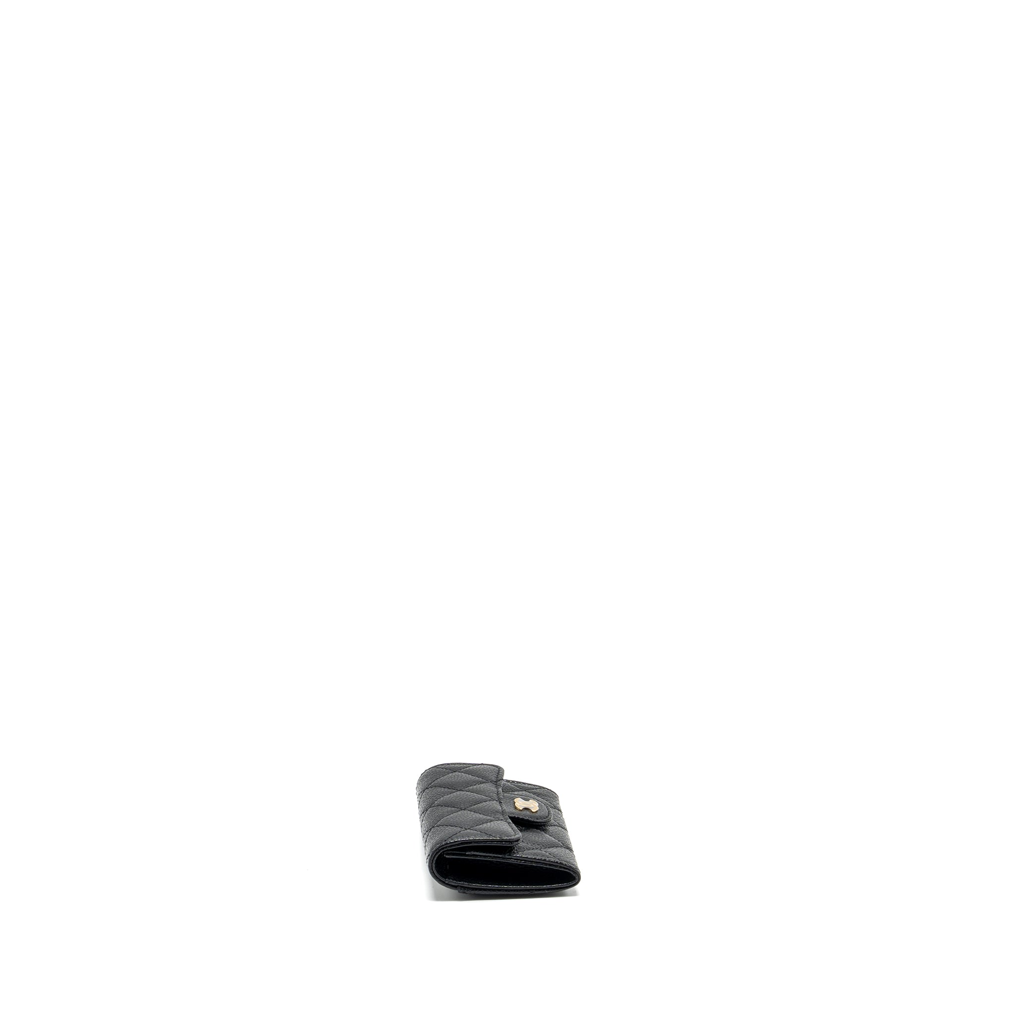 CHANEL CLASSIC FLAP CARD HOLDER CAVIAR BLACK GHW (MICROCHIP)