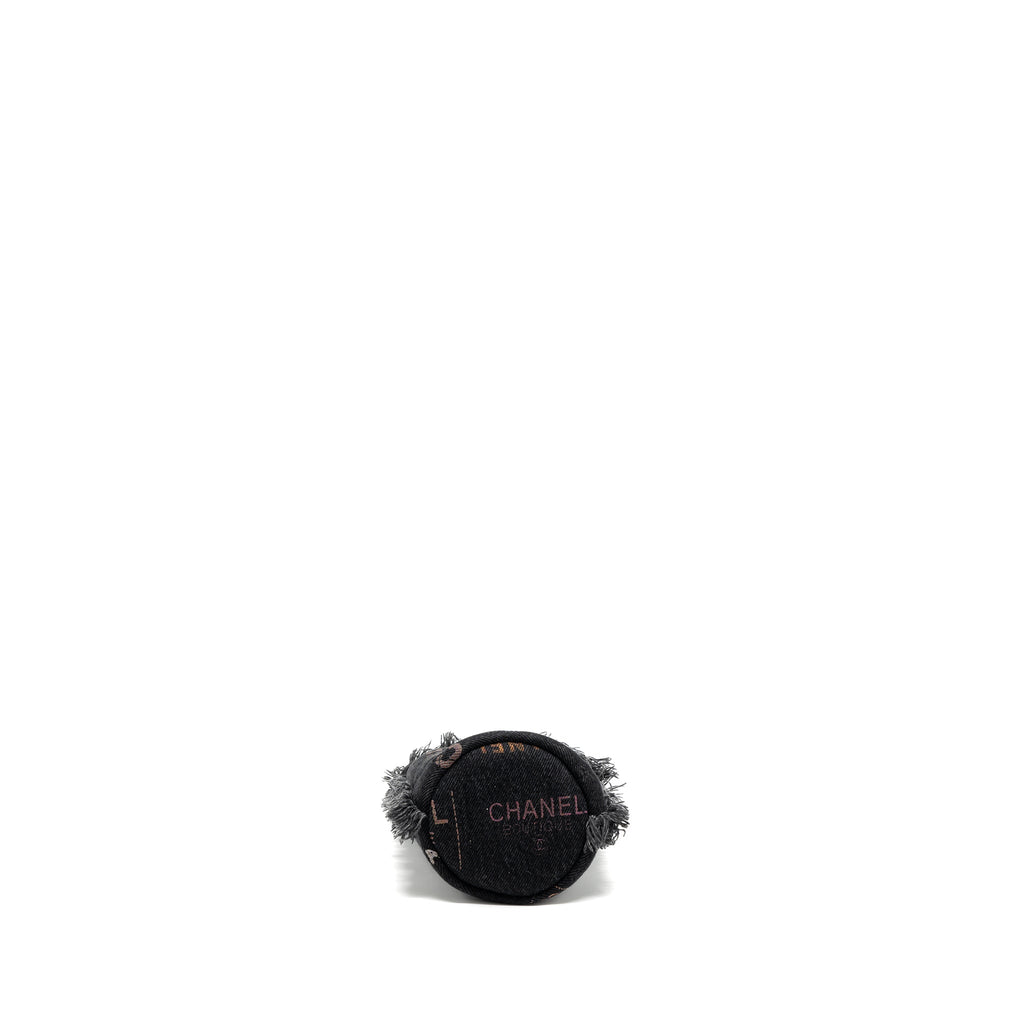 CHANEL SUPER MINI BUCKET BAG BLACK DENIM LGHW