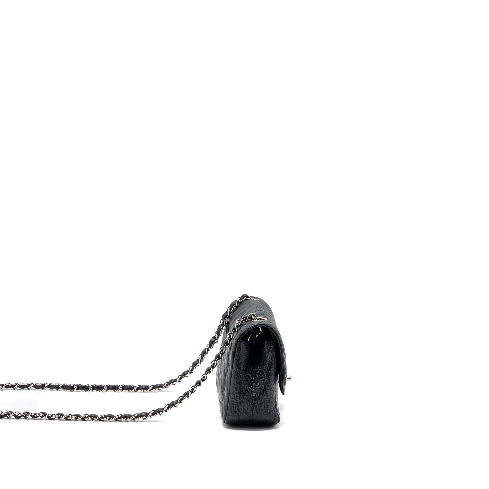 CHANEL MINI RECTANGULAR FLAP BAG CHEVRON CAVIAR BLACK SHW
