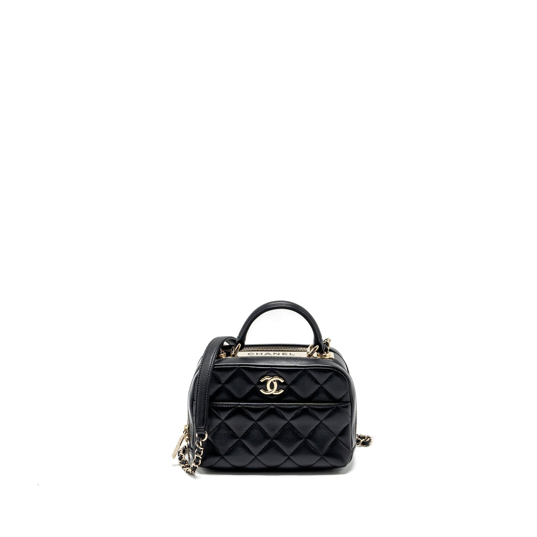 CHANEL TRENDY CC TOP HANDLE VANITY BAG LAMBSKIN BLACK GHW