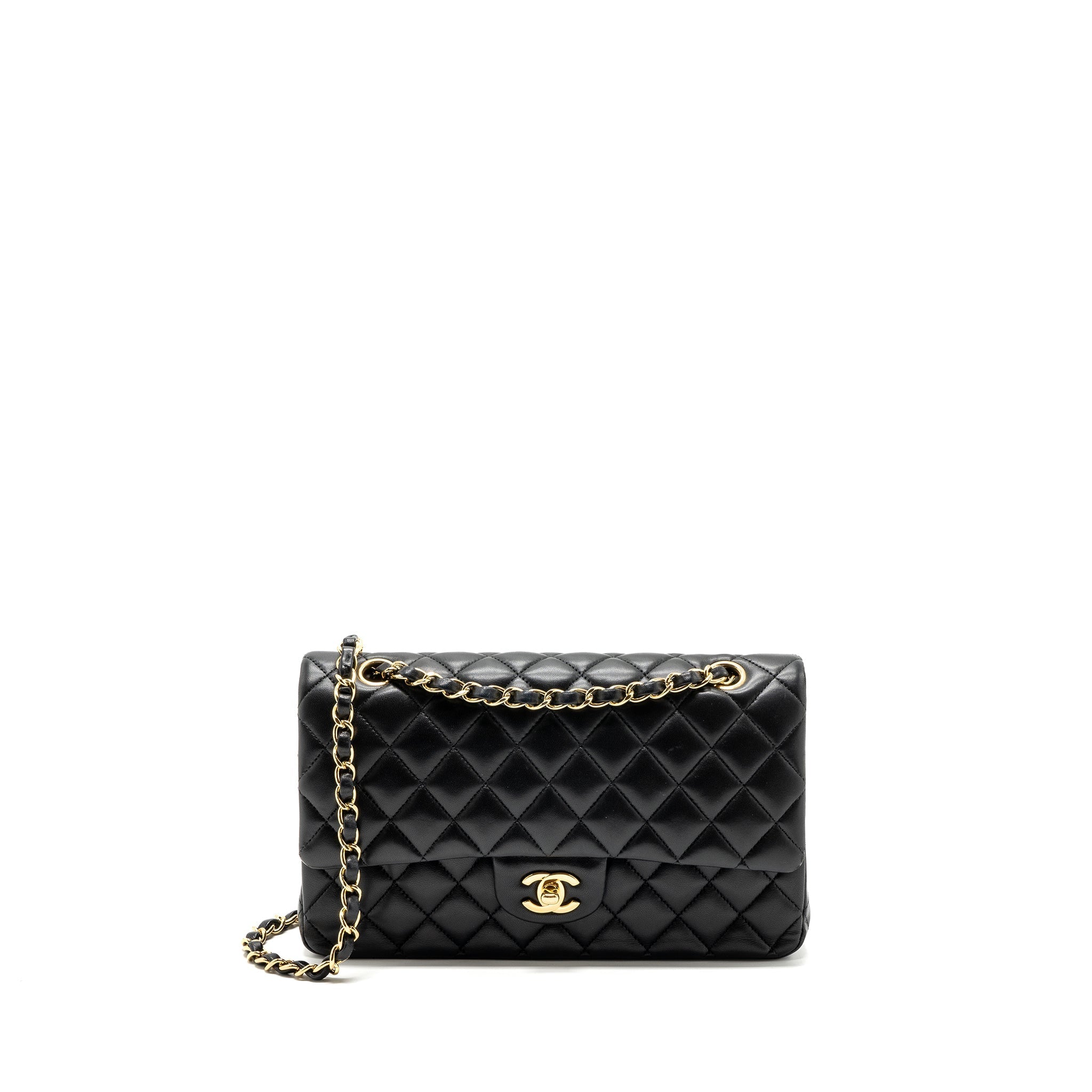CHANEL MEDIUM CLASSIC FLAP BAG LAMBSKIN BLACK GHW