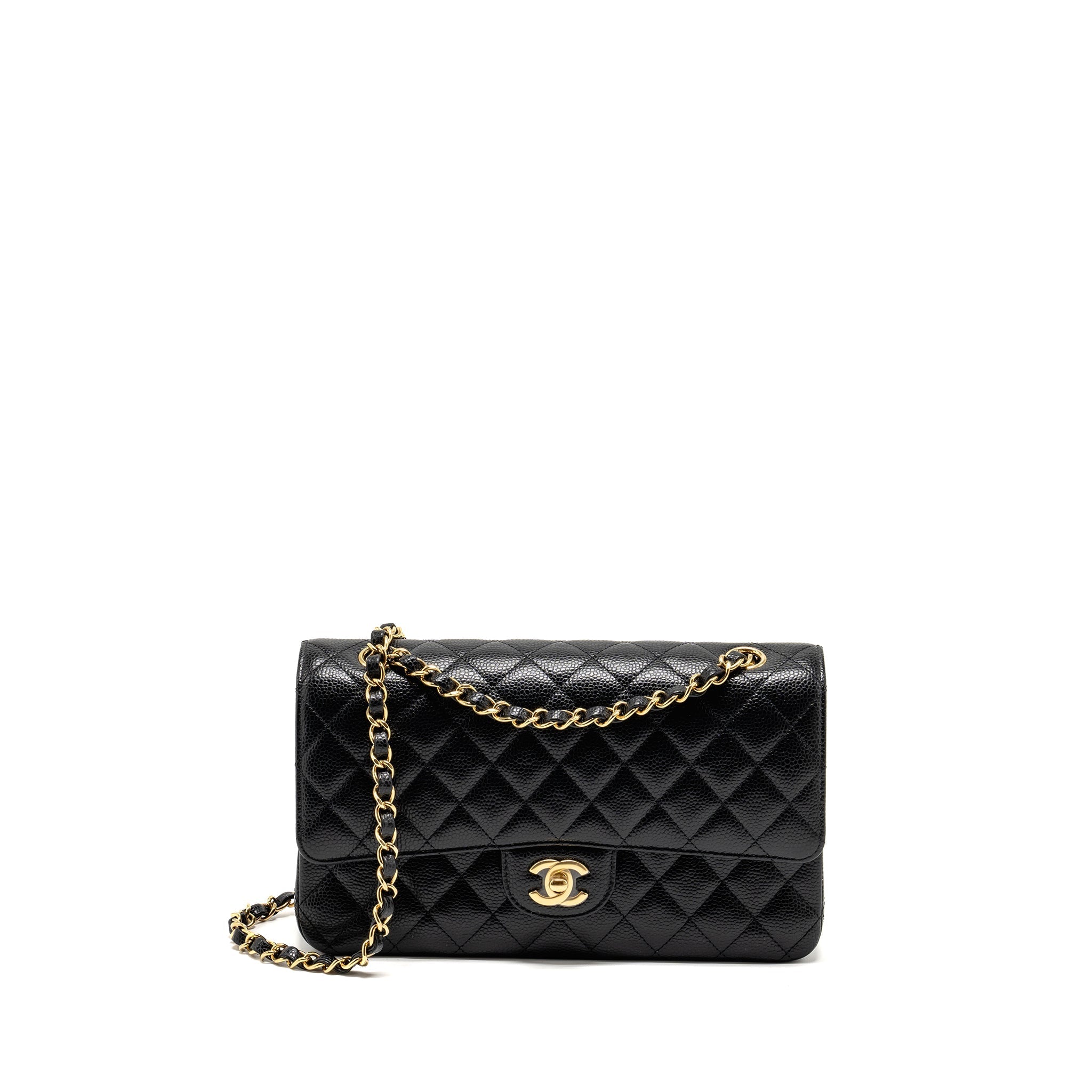 CHANEL MEDIUM CLASSIC DOUBLE FLAP BAG CAVIAR BLACK GHW (MICROCHIP)