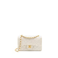CHANEL VINTAGE SMALL CLASSIC DOUBLE FLAP BAG LAMBSKIN WHITE GHW