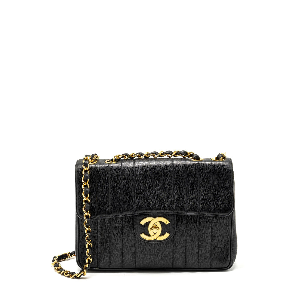 CHANEL VINTAGE QUILTED FLAP BAG CAVIAR BLACK GHW
