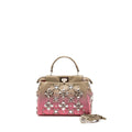 FENDI MINI PEEKABOO BAG CRYSTAL EMBELLISHED OMBRE LEATHER TAUPE/PINK SHW
