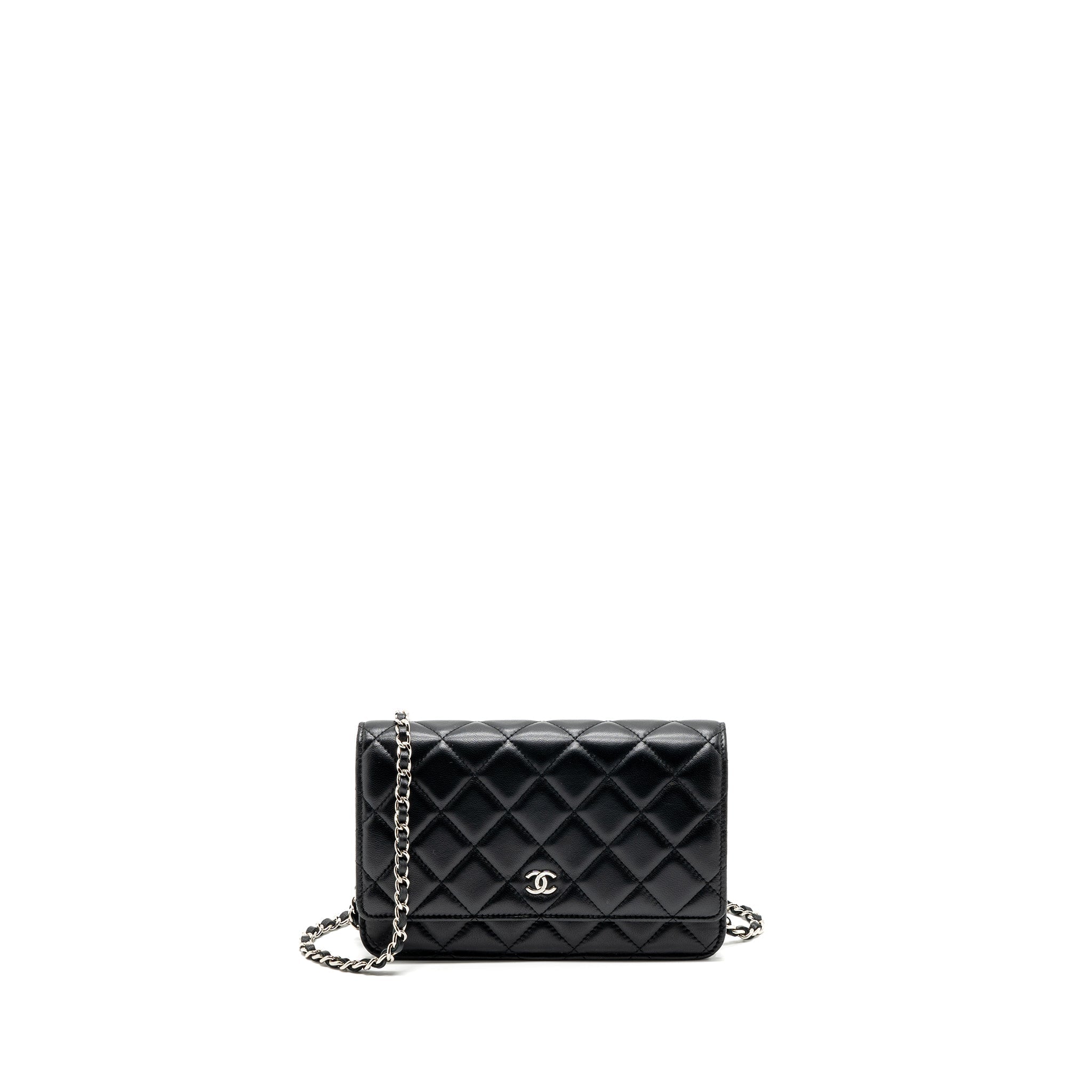 CHANEL CLASSIC WALLET ON CHAIN LAMBSKIN BLACK SHW