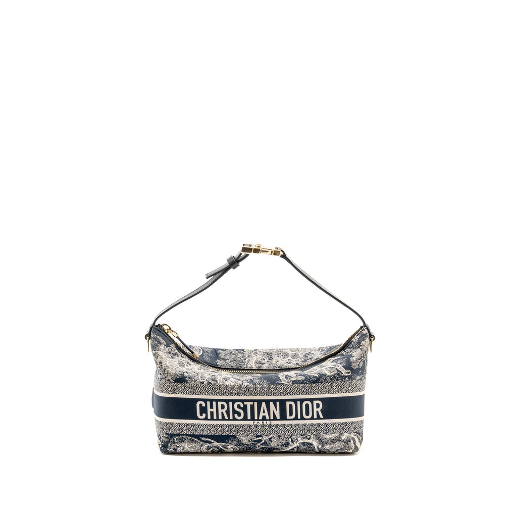 DIOR MEDIUM DIORTRAVEL NOMAD POUCH TOILE DE JOUY REVERSE TECHNICAL FABRIC BLUE LGHW
