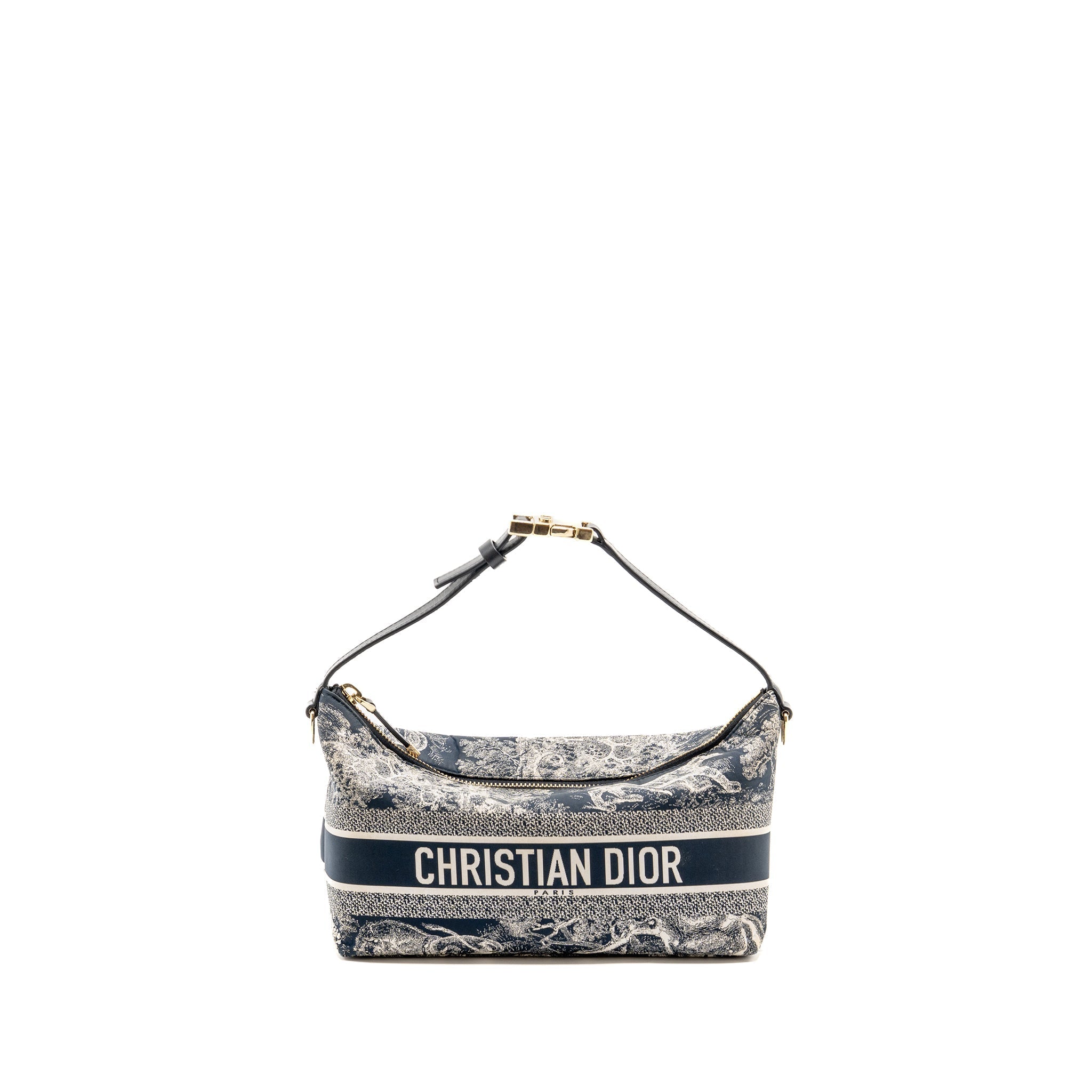 DIOR MEDIUM DIORTRAVEL NOMAD POUCH TOILE DE JOUY REVERSE TECHNICAL FABRIC BLUE LGHW