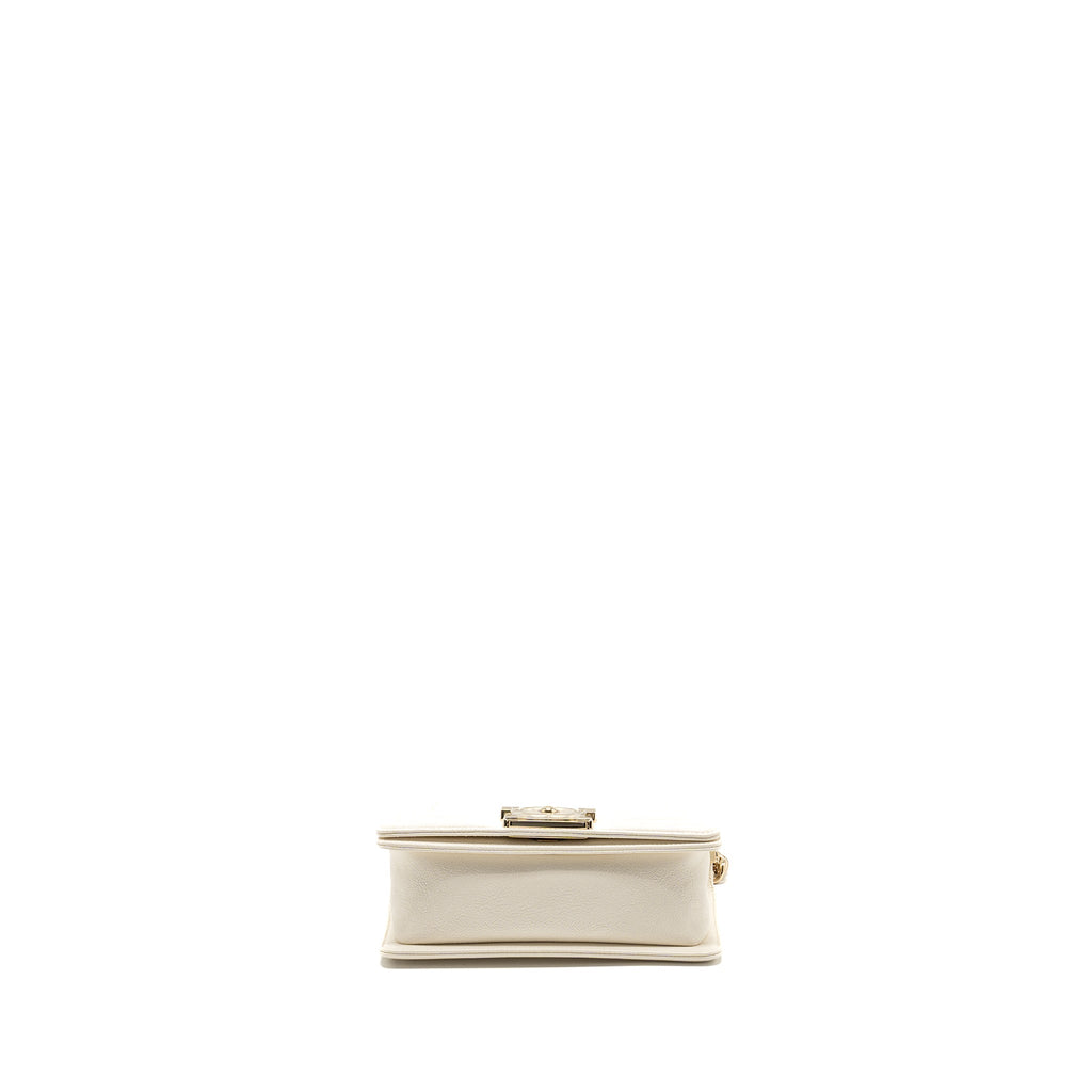 CHANEL SMALL BOY BAG CAVIAR WHITE LGHW