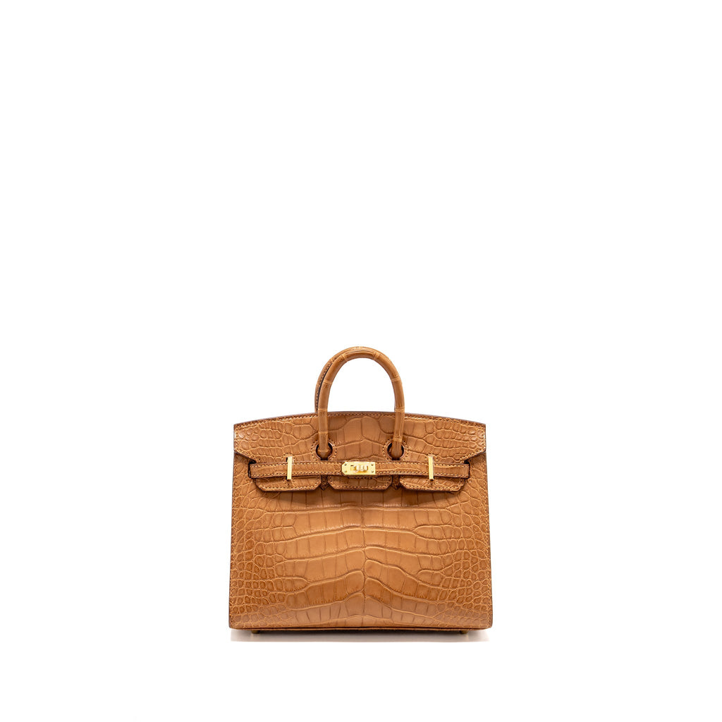 HERMES BIRKIN 20 ALLIGATOR MISSISSIPPIENSIS MAT GOLD GHW
