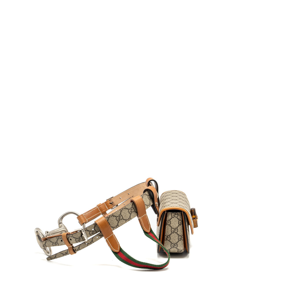 GUCCI BAMBOO 1947 MINI BELT BAG GG SUPREME CANVAS/LEATHER SHW