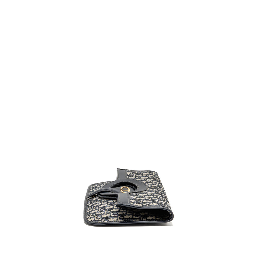DIOR FOLDER CLUTCH OBLIQUE CANVAS/CALFSKIN BLUE GHW