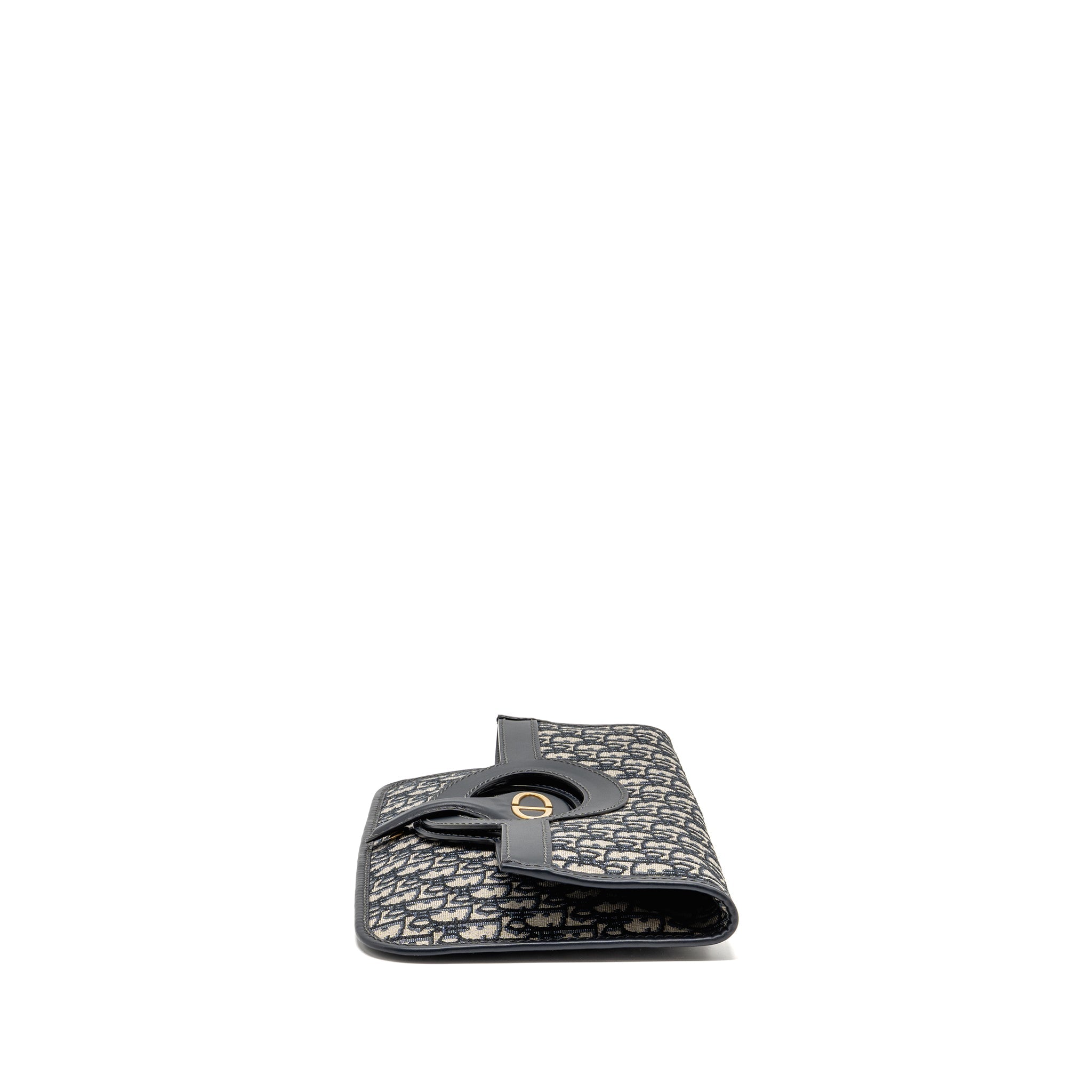 DIOR FOLDER CLUTCH OBLIQUE CANVAS/CALFSKIN BLUE GHW