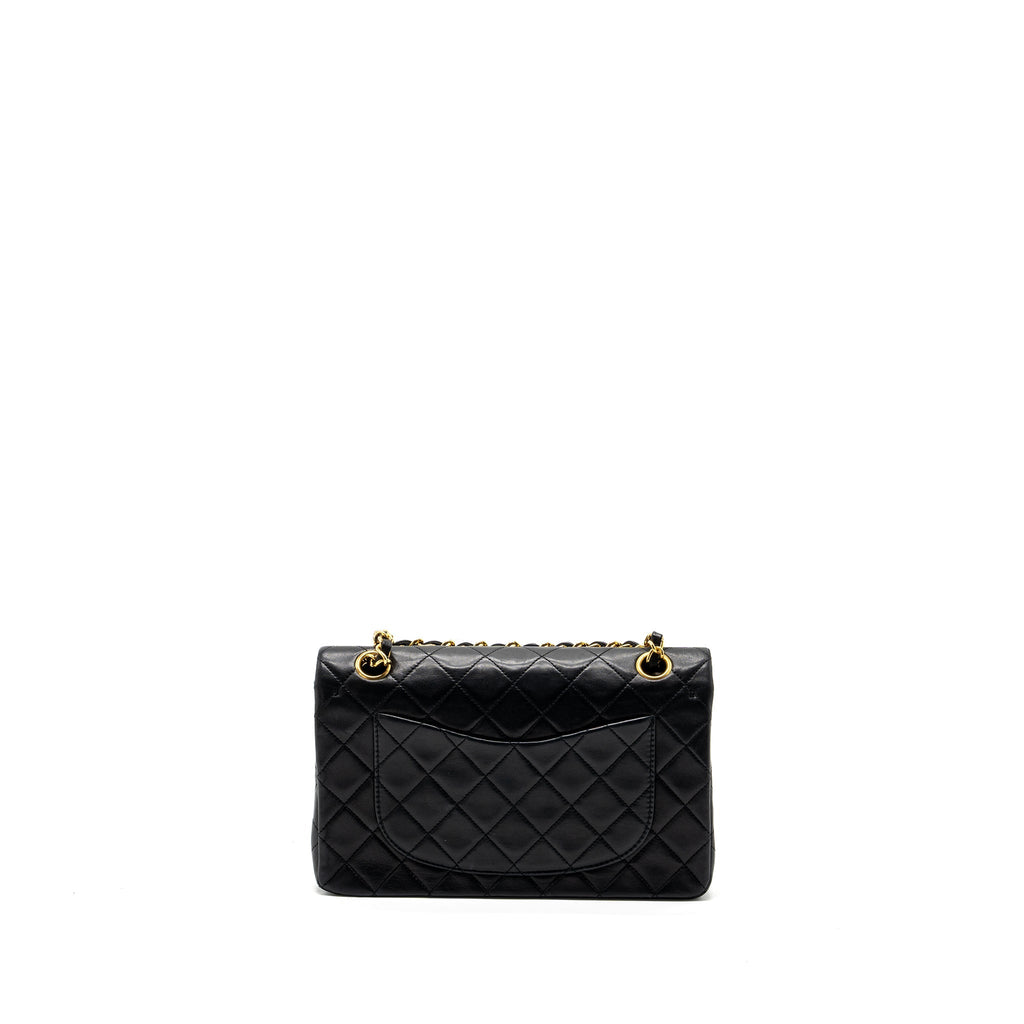 CHANEL VINTAGE SMALL CLASSIC DOUBLE FLAP BAG LAMBSKIN BLACK GHW