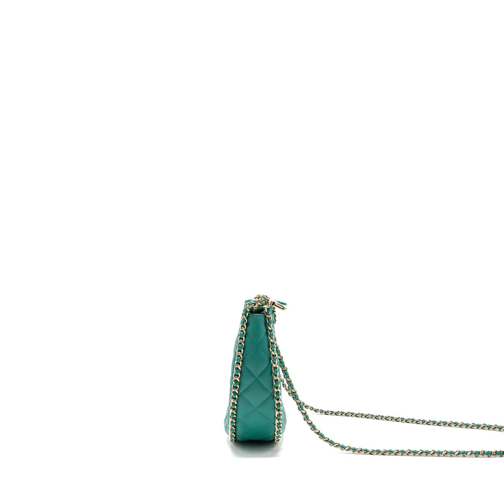 CHANEL SMALL MOON HOBO LAMBSKIN GREEN LGHW (MICROCHIP)