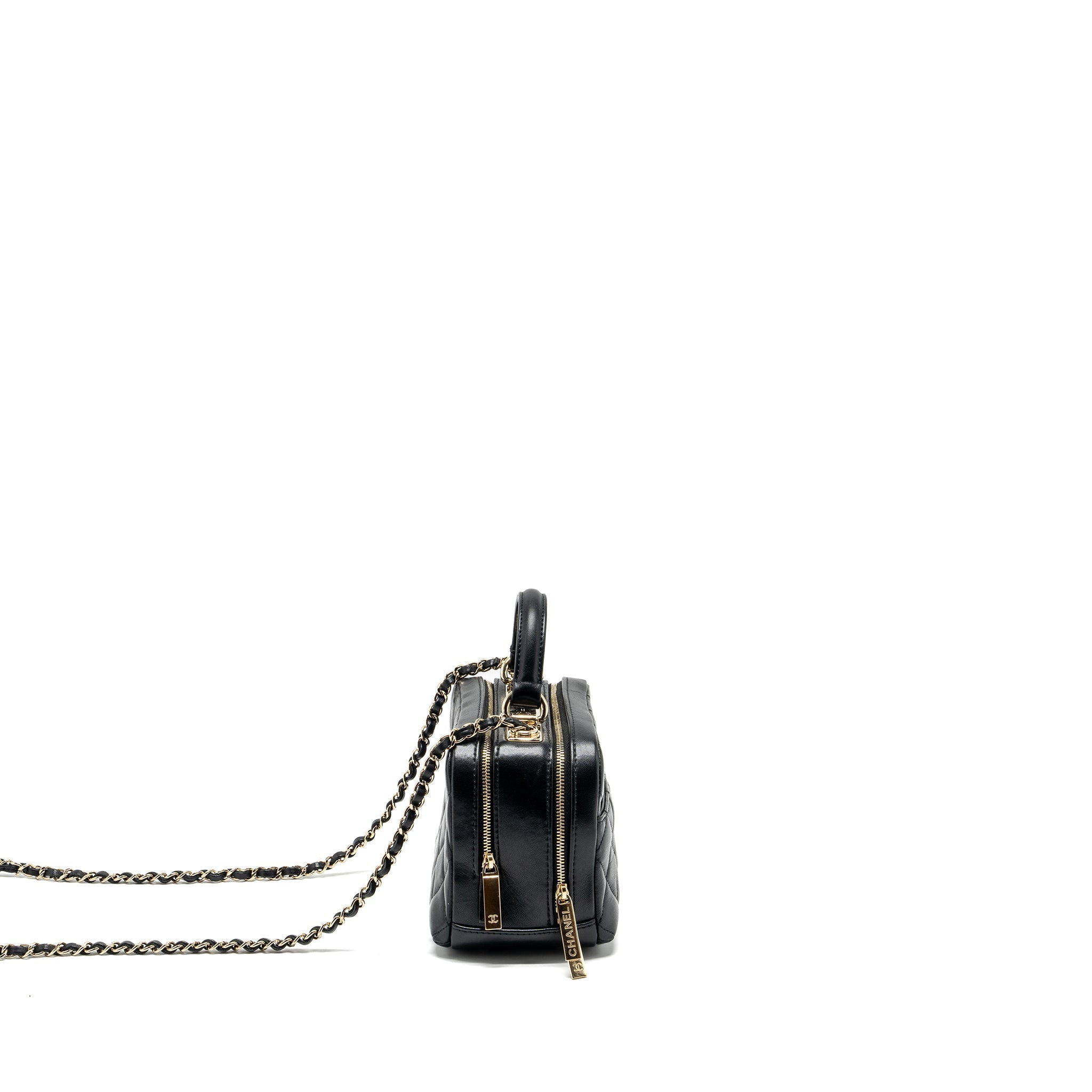 CHANEL TRENDY CC TOP HANDLE VANITY BAG LAMBSKIN BLACK GHW