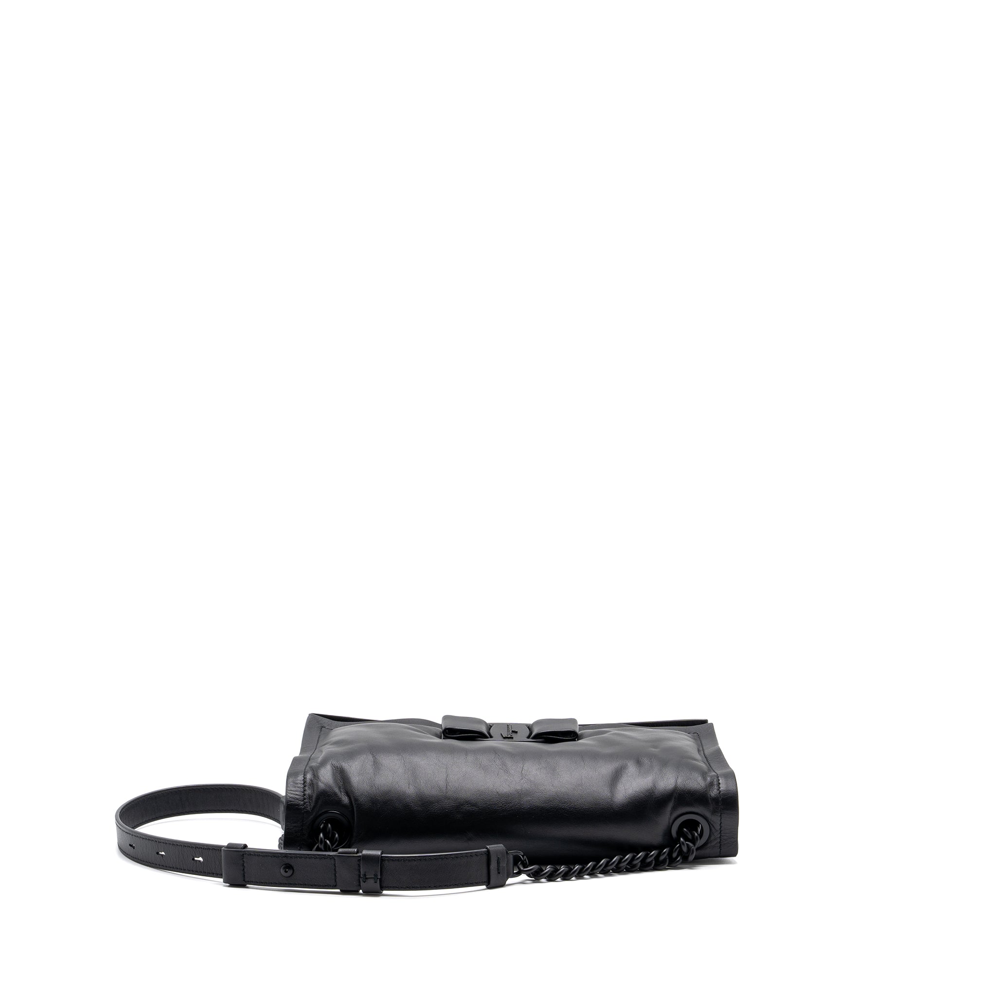 SALVATORE FERRAGAMO SMALL VIVA BOW SHOULDER BAG BLACK WITH BLACK HARDWARE